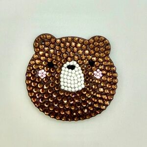 Handmade w/ Glass Crystal Rhinestones Sparkling Brown Bear Keychain Accessory